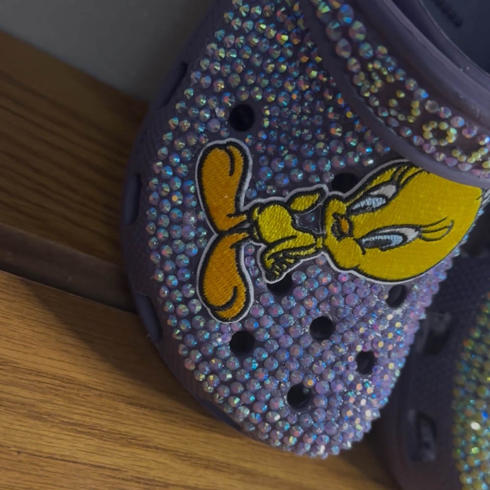 Kids Purple Glitter Clogs with Cartoon Character - Picture 6 of 6